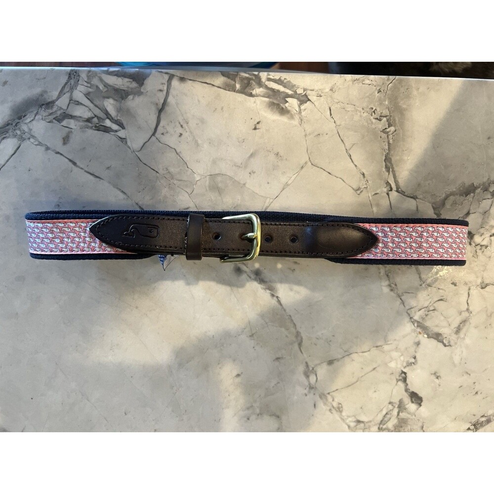 Vineyard Vines Whale Canvas & Leather Belt – Size 28